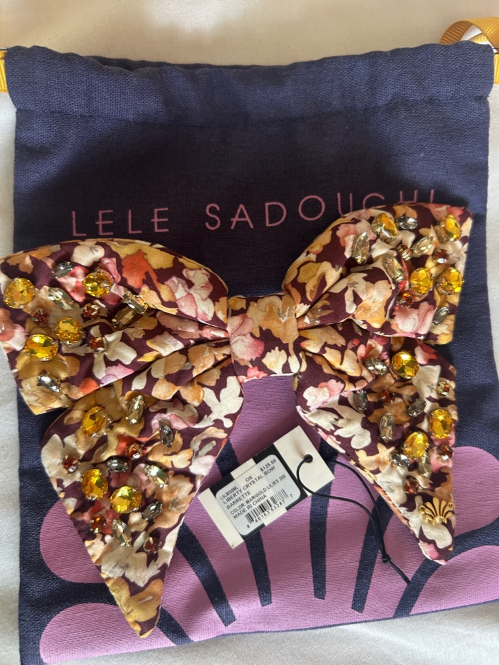 Lele Sadoughi Floral Crystal Embellished Bow barrette